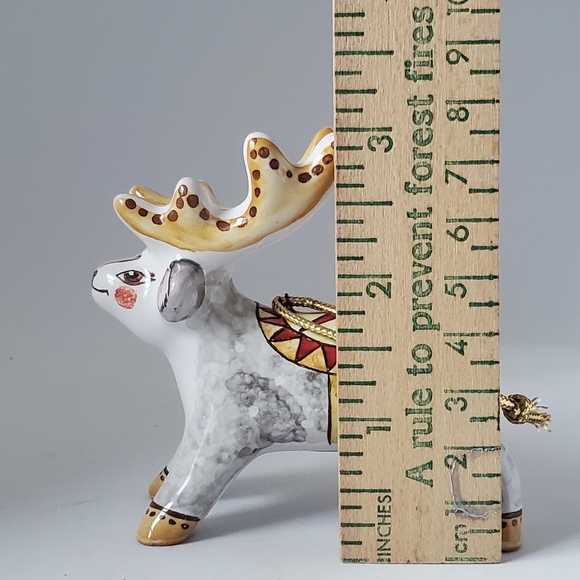 Handpainted Reindeer Ornament Handmade in Russia Vintage Ceramic Christmas Decor - Picture 8 of 9